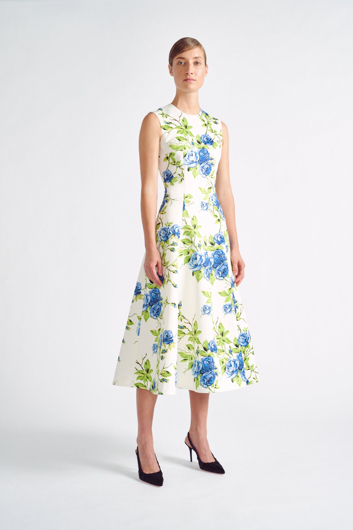 Mara Dress | Sleeveless Blue Floral ...